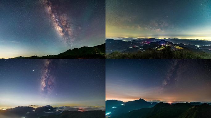 山脉银河星空转日出日落太阳升起震撼延时