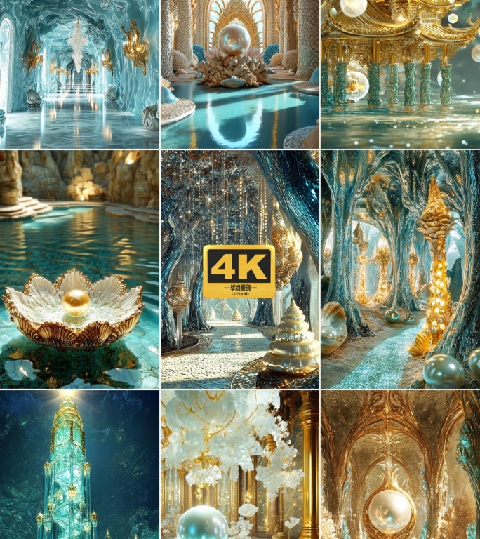 4k竖屏梦幻龙宫海底世界