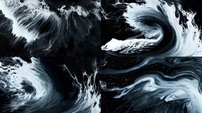 水墨风浪潮涌动