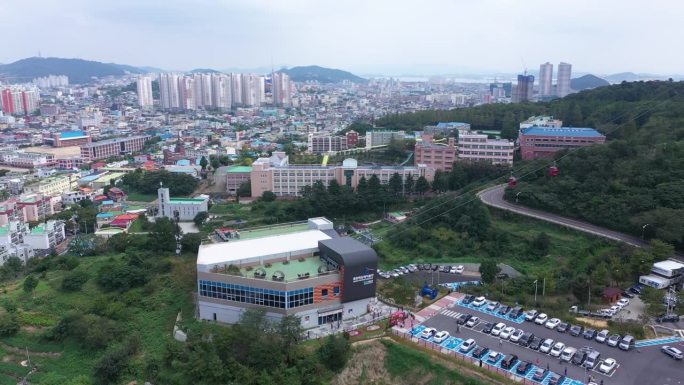 韩国，全罗南道，木浦市，木浦海洋缆车平台周边市中心区域