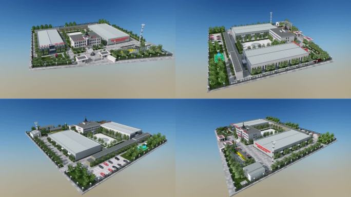 工业园区建筑群展示3D模型