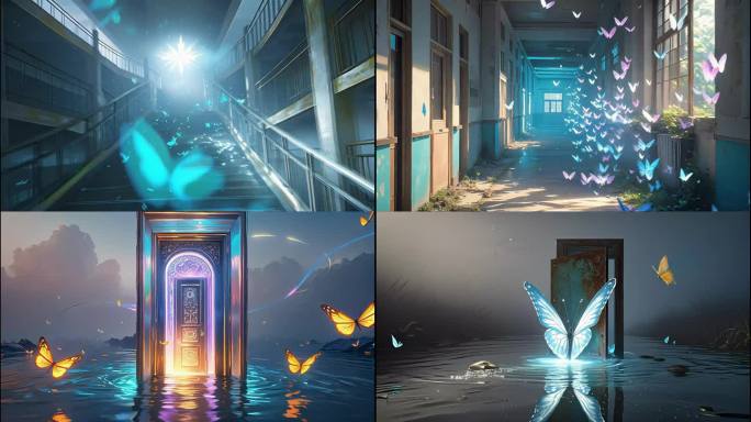 蝴蝶引领的梦幻之旅 校园 氛围感 超现实