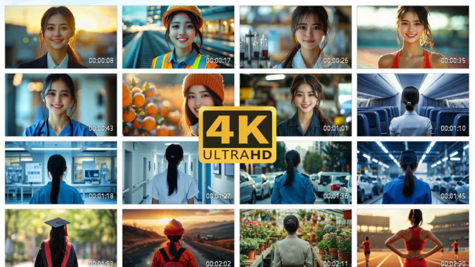 4K各行业女性自信微笑职业背影