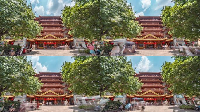 广州大佛寺人流日景延时