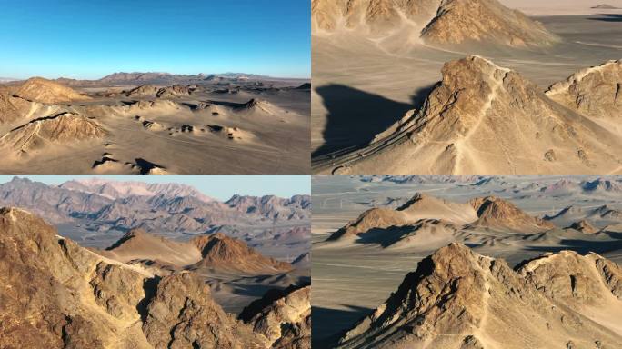 4K大西北黑独山荒漠山地无人区地貌风光