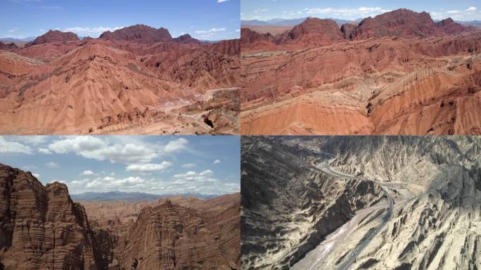 4K库车大峡谷壮丽的丹霞地貌风光