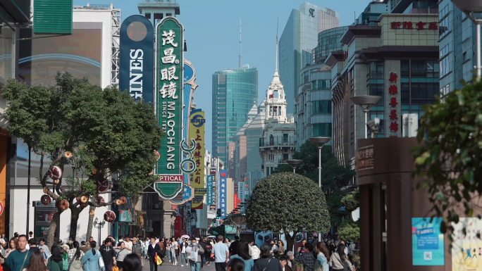 4K 上海南京路步行街 人民广场上海旅游