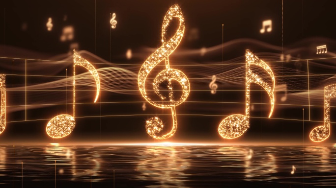 唯美梦幻音符粒子五线谱音乐演出钢琴曲背景