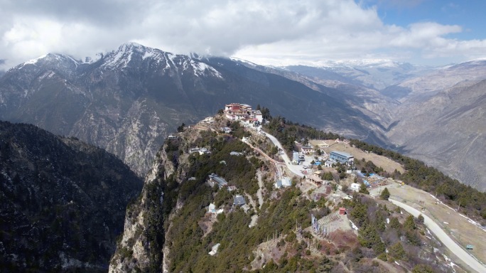 西藏山南卡久寺  雪后卡久寺  航拍