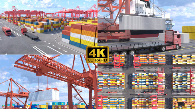 海上贸易海上运输集装箱货轮C4D工程