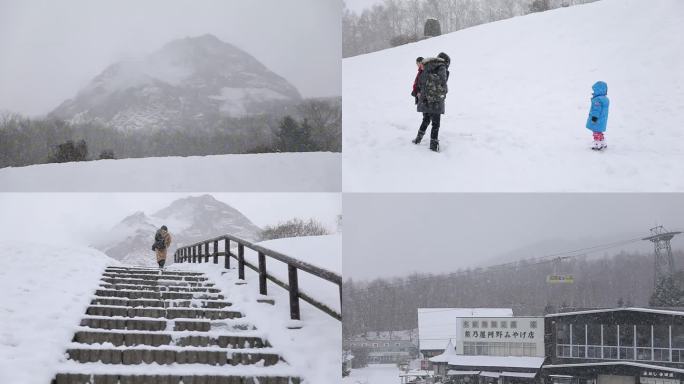 北海道雪地亲子游雪山下的冬日旅行