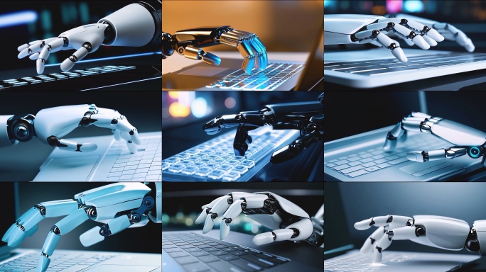 AI机器人手臂操作键盘机器人手指敲击打字