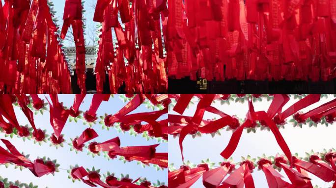 杭州灵顺寺新年祝福祈福红丝带升格合集