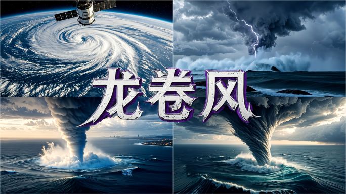 大海闪电风暴海上龙卷风暴风暴雨海洋风暴