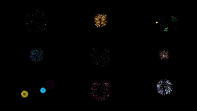 夜空中的璀璨烟花素材带透明通道