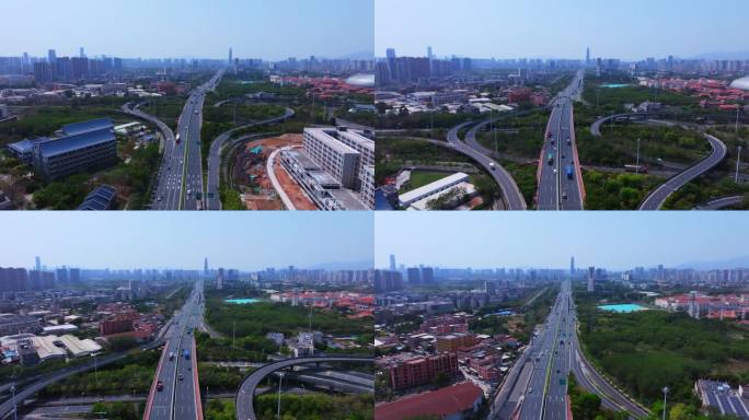 城市道路建筑鸟瞰全景