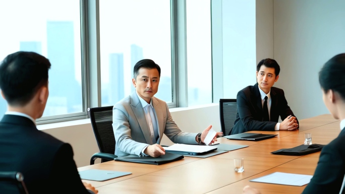 高端商务会见洽谈合作签约握手商业战略合作