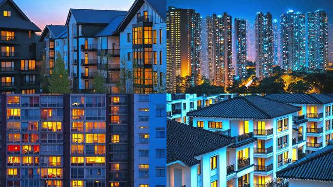 小区夜景 万家灯火