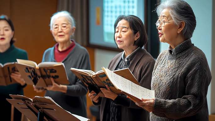 医疗疗养院智能养老院医养照护中心老年合唱