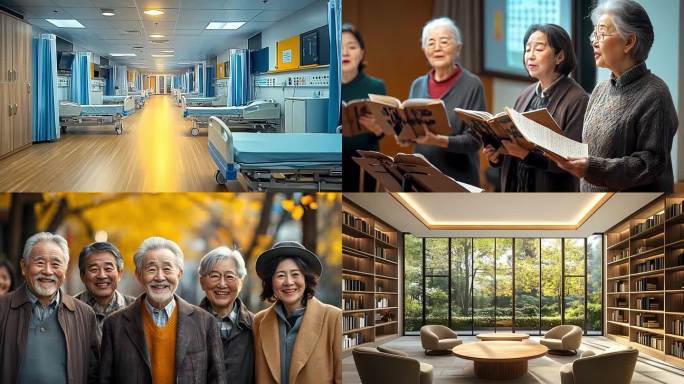 医疗疗养院智能养老院医养照护中心老年合唱