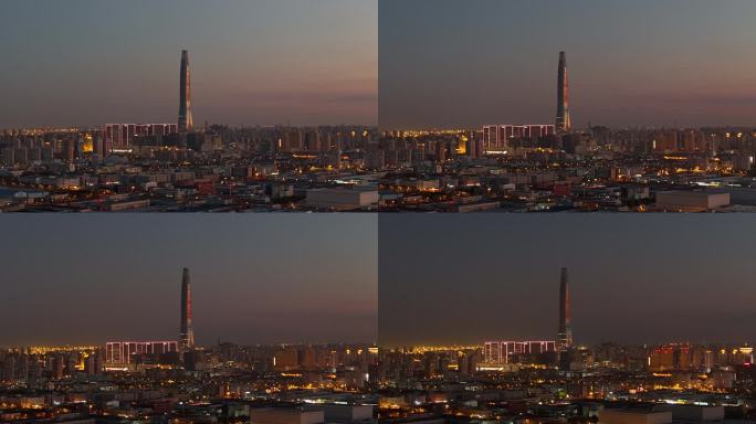 城市夕阳余晖延时摄影