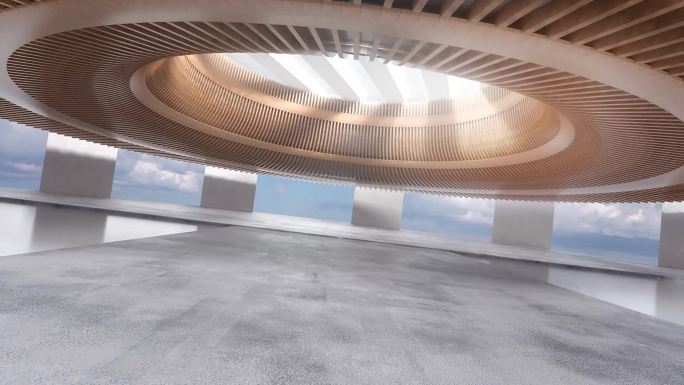 未来感室内建筑空间场景