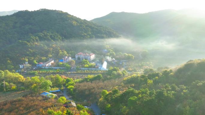 雾中山间村落景观