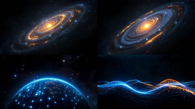 旋转星空梦幻唯美旋转宇宙银河科技地球粒子