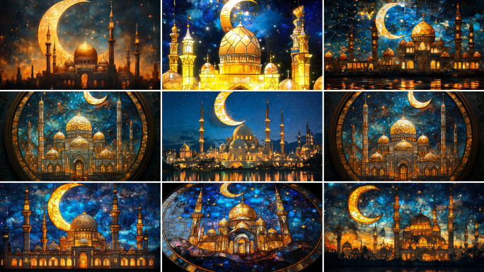 星月之国 土耳其清真寺 马赛克画背景