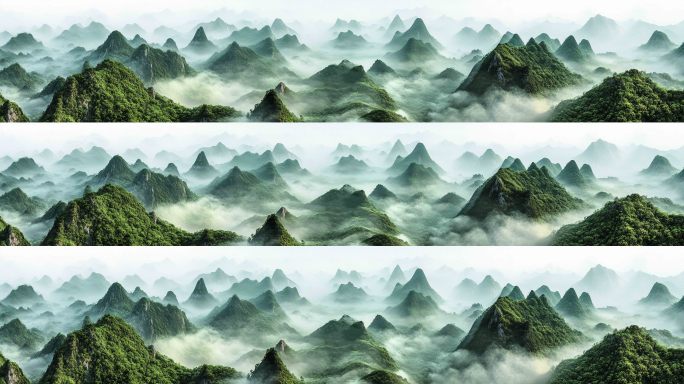 8K超宽屏——国风山水云雾舞台背景