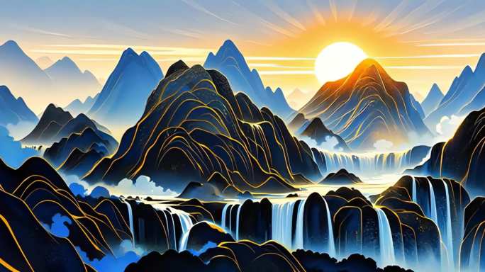 LDE大屏舞台背景水墨山水意境中国风国潮