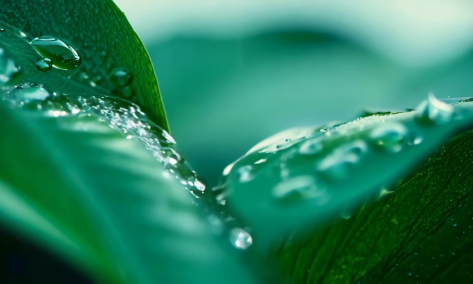 树叶 水滴 树叶滴水