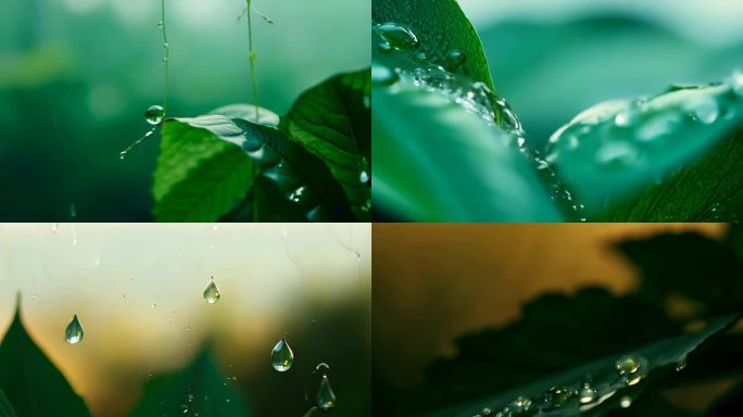 树叶 水滴 树叶滴水