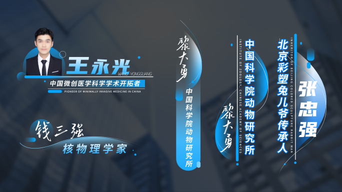 蓝色简洁商务人名条