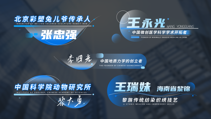 蓝色简洁商务人名条
