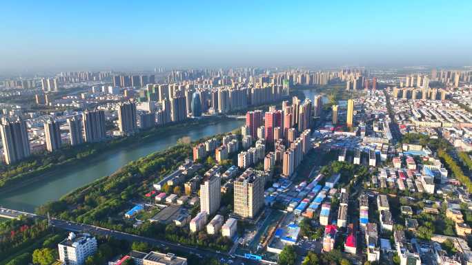 河南漯河市区和漯河港4K航拍