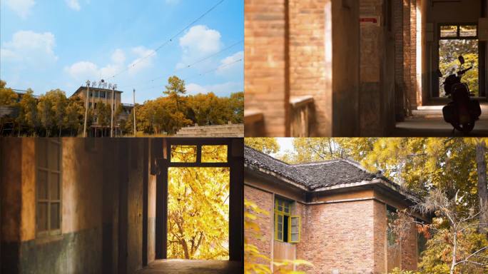 秋日老建筑光影