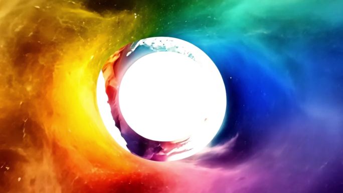 片头 绚丽星云时空隧道 彩色旋涡星系穿梭