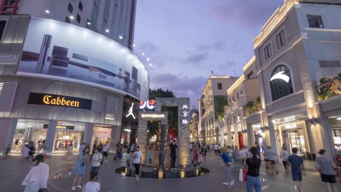 大湾区广东广州北京路步行街人群移动延时