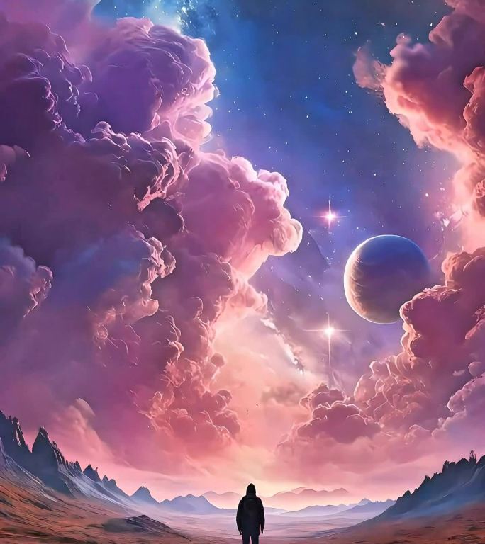 人类仰望奇幻星空