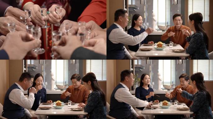 婚礼宴请火锅碰杯喝酒吃饭不同聚会场景