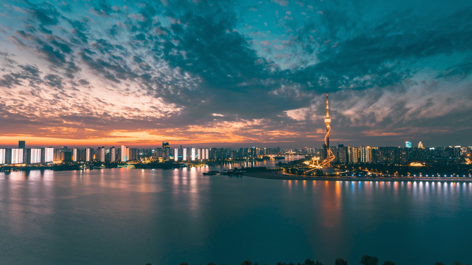 4k临沂城市夜景风光航拍延时