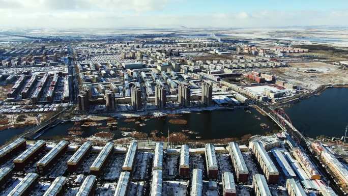 草原小镇雪后景象 河北沽源平定堡镇