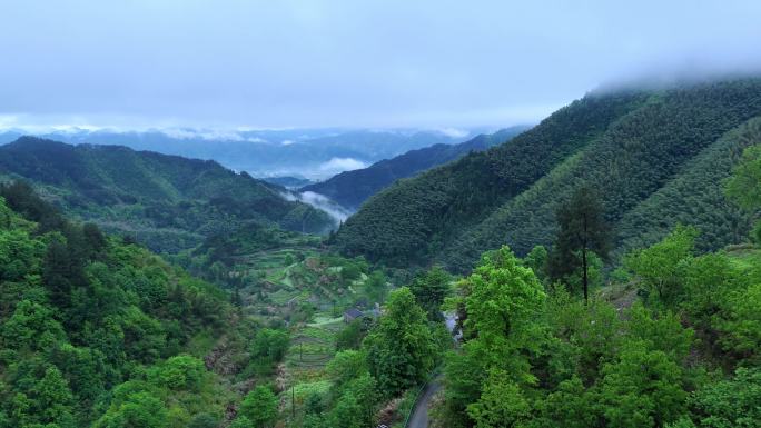 云雾缭绕的山间村落