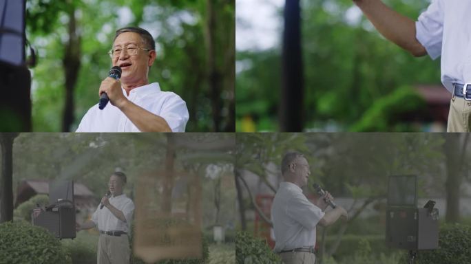 老人幸福晚年生活 公园唱歌