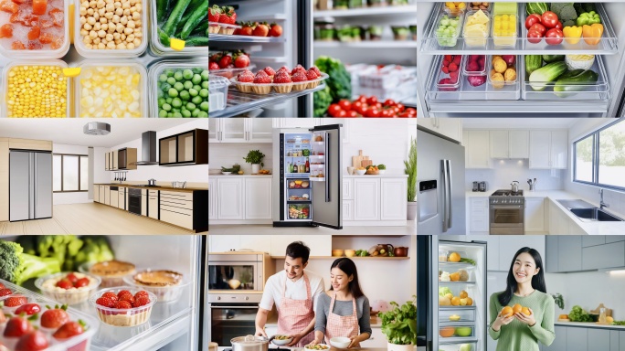 冰箱里新鲜食材厨房家电冰箱冷藏食物饮食