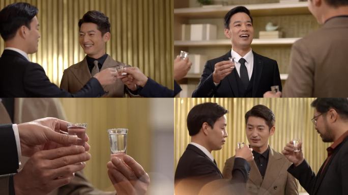 高端局商务家宴聚会碰杯商务举杯庆祝合作