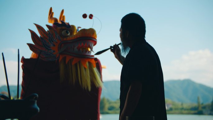 4K手捧鲜花 蘸墨 龙点睛 舞龙 龙门