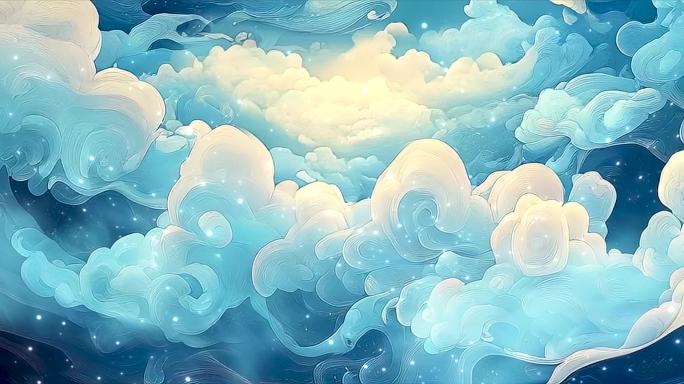 【宽屏】梦幻祥云星光背景