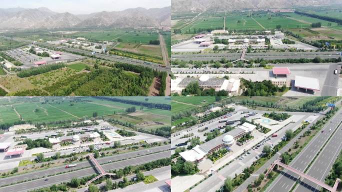 4K航拍中国北方高速公路与服务区